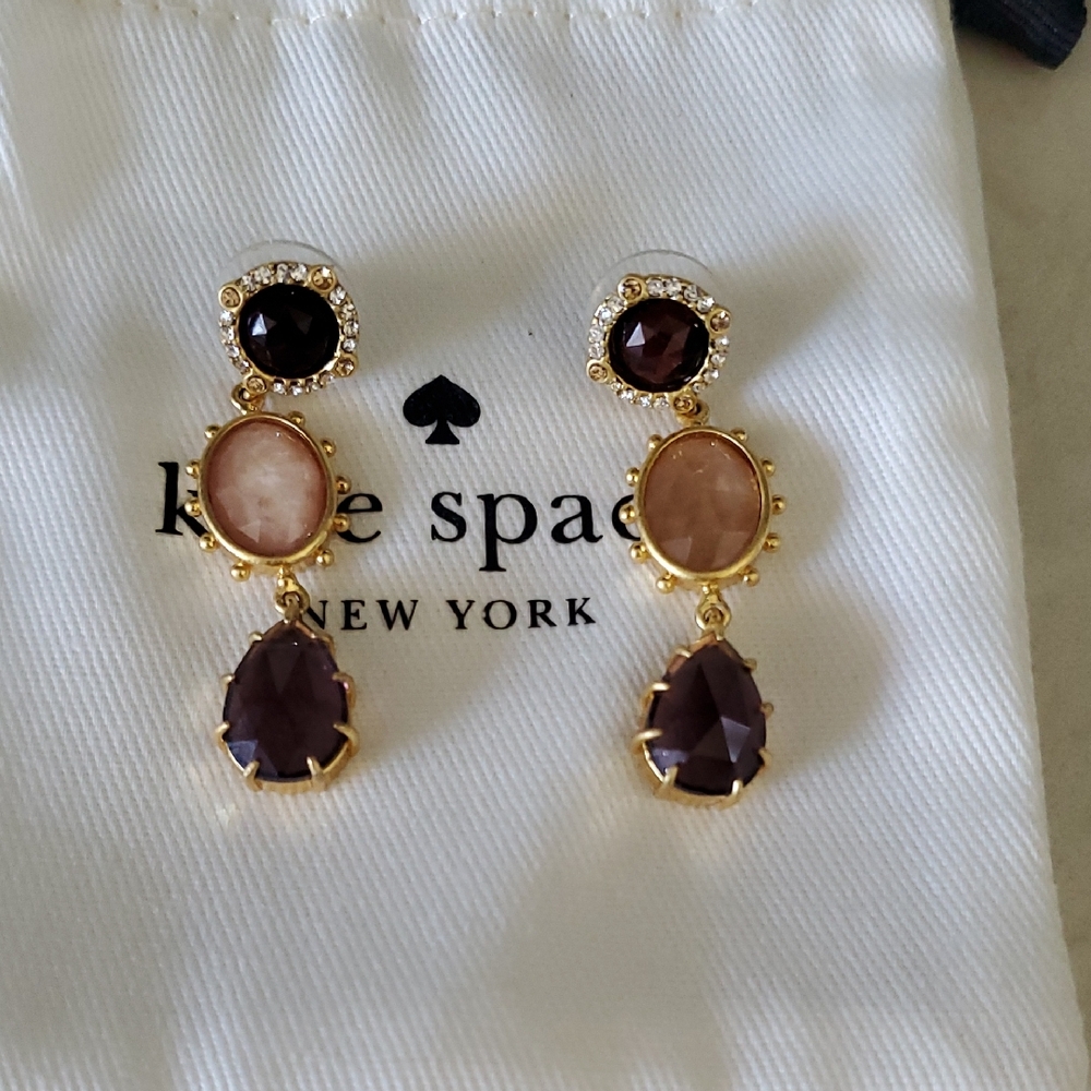 Kate Spade Gold and Pink Drop Earrings